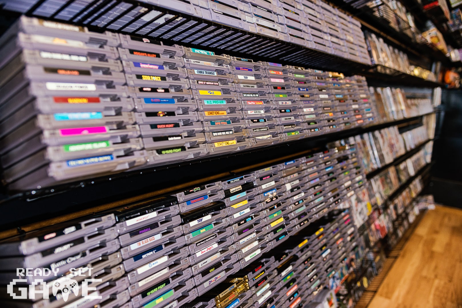 Ready set game videogame shelves.