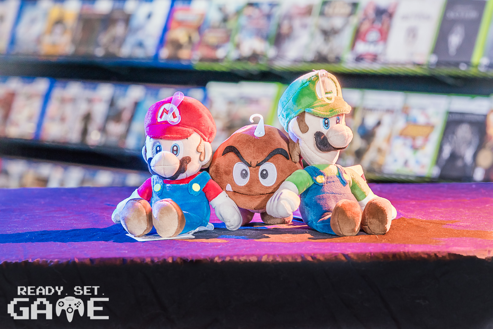 Ready set game video characters stuffed figurines.