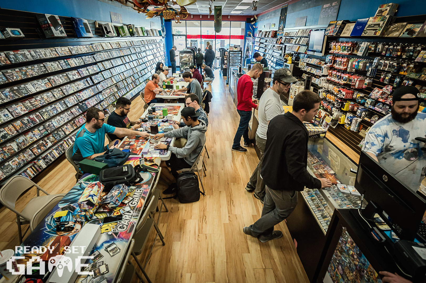 Ready set game Magic the gathering tournament. Storewide shot.